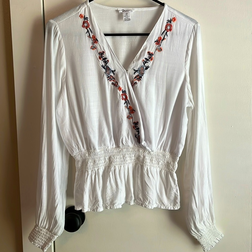 Japna embroidered wrap top M